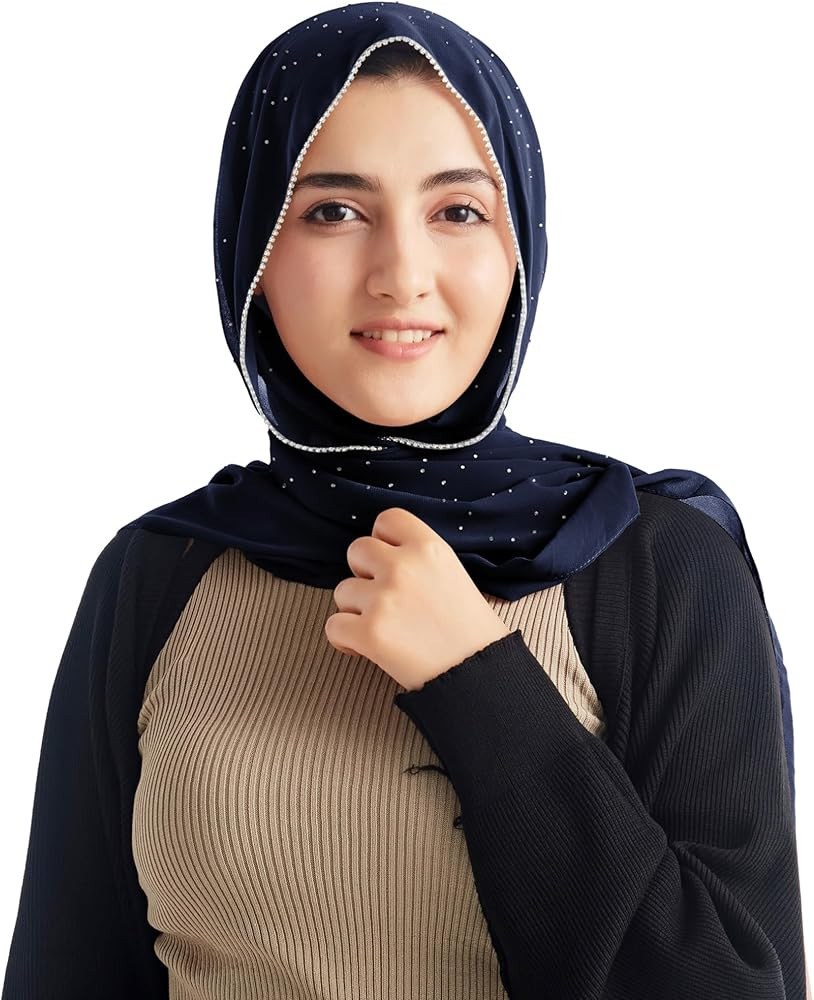 Hijab for Women Premium Chiffon Hijab Rhinestone Hijab Scraf for Women Muslim | Amazon (US)
