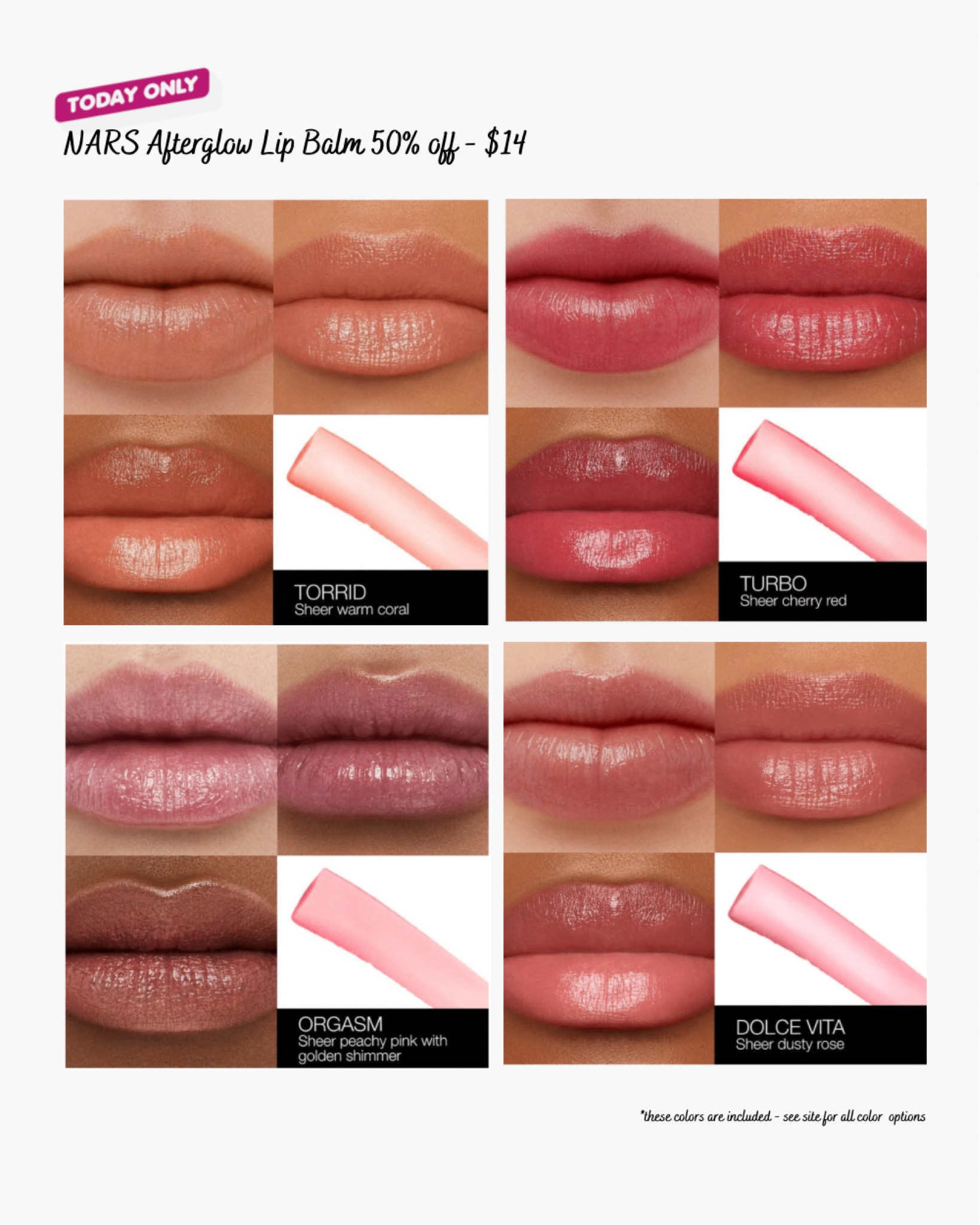 NARS Afterglow Lip Balm 💋 Moisturizing tinted lip balm infused with antioxidants that nourish and protect lips. Gorgeous shades included in this sale.

#LTKunder50 #LTKsalealert #LTKbeauty