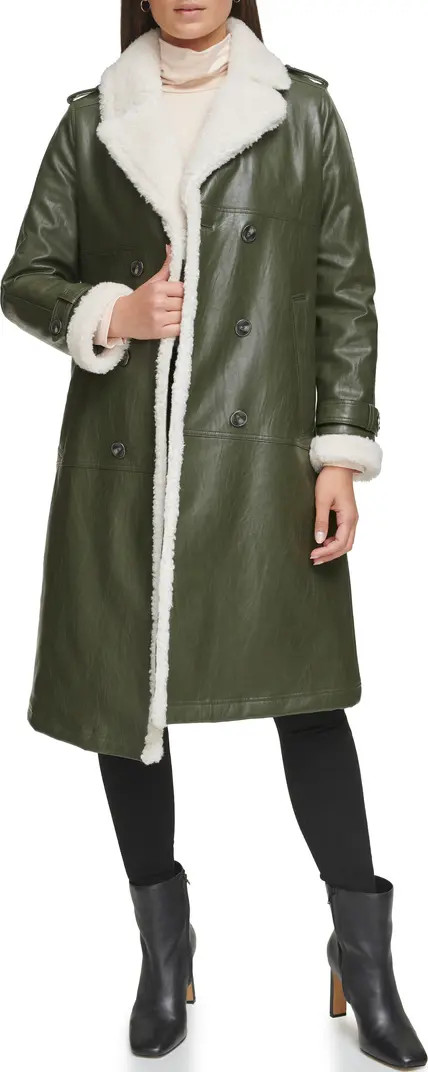 Kenneth Cole New York Faux Shearling & Faux Leather Trench Coat | Nordstromrack | Nordstrom Rack