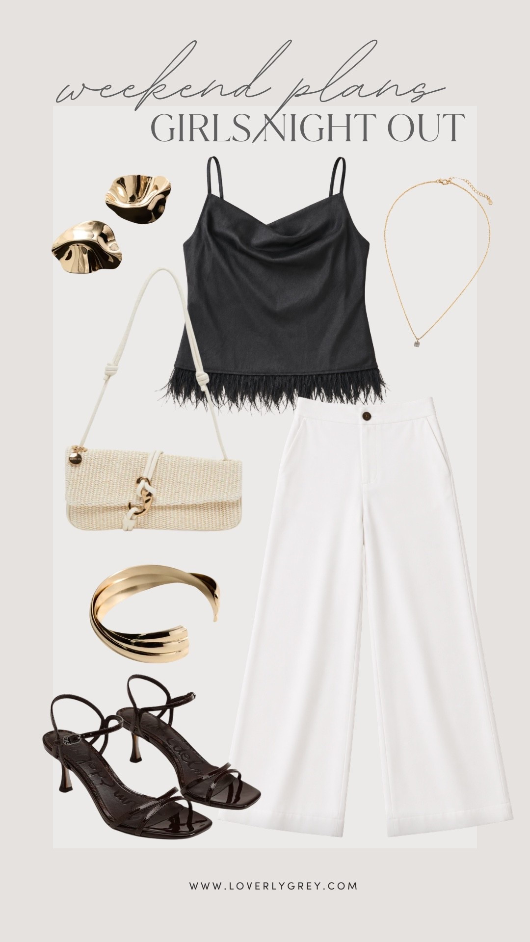 Loverly Grey, what to wear on your next girls night out! How fun is this feather tank top from Nordstrom Rack?! Styled with some white pants and these Sam Edelman kitten heels, what’s not to love! Loverly Grey, what to wear, girls night out, summer outfit

#LTKSeasonal