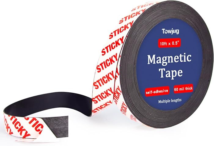 Towjug 10 Feet x1/2 in Magnetic Tape Strips Roll with Adhesive Backing, Flexible Sticky Magnet Ta... | Amazon (US)