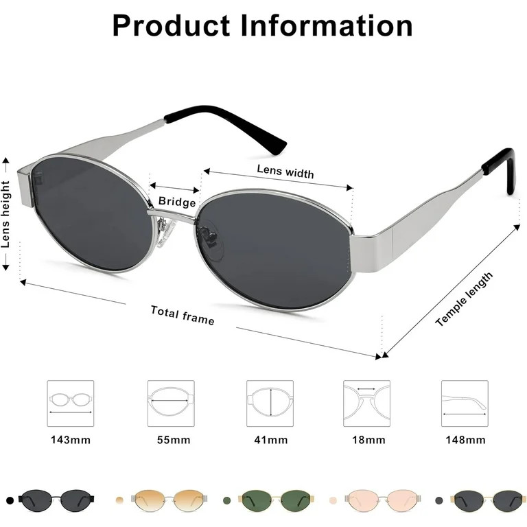 KWATE Retro Oval Sunglasses for Women Men Trendy Sun Glasses Classic Shades UV400 Protection | Walmart (US)
