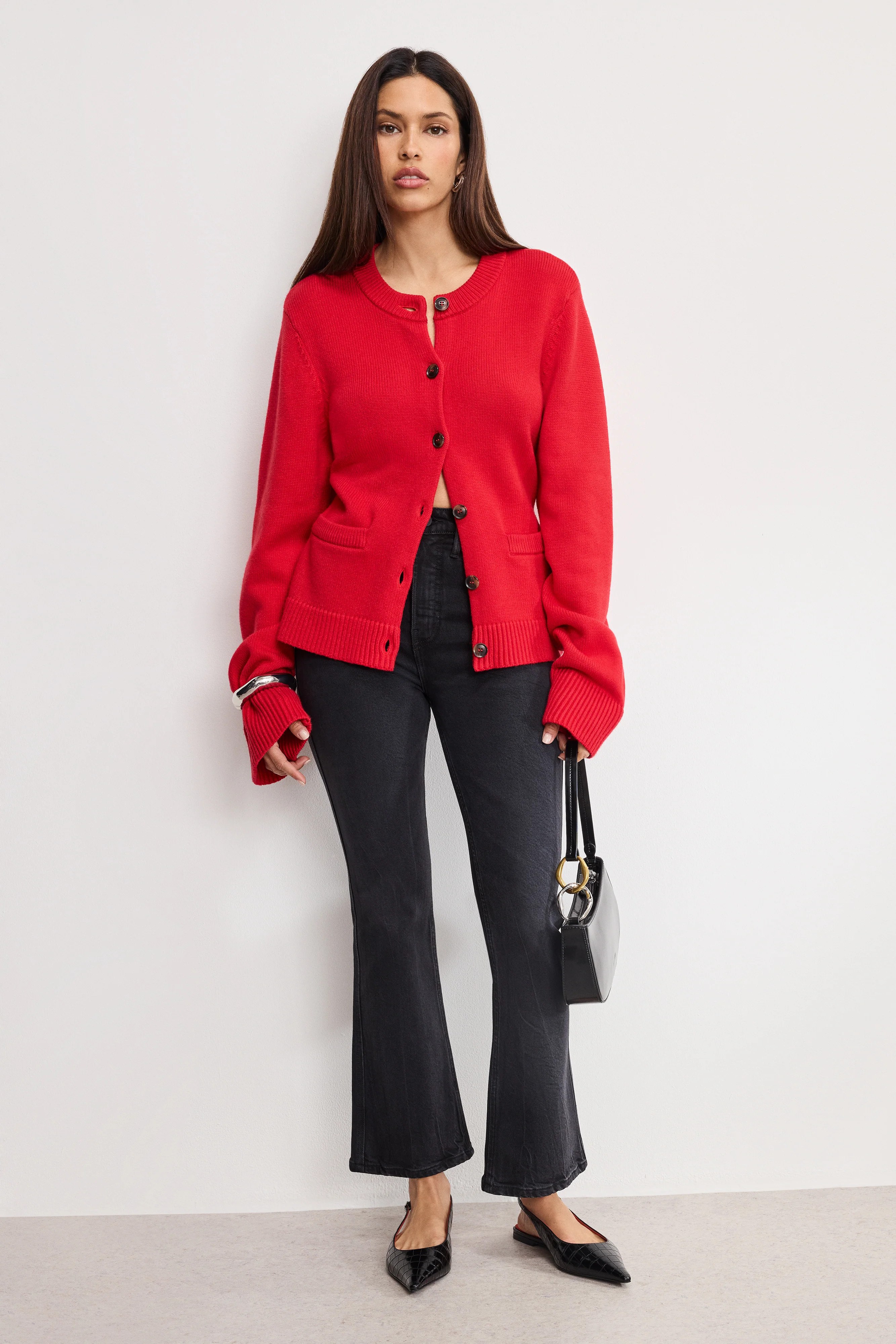 BUTTON FRONT KNIT CARDIGAN | CHILI001 - GOOD AMERICAN | Good American