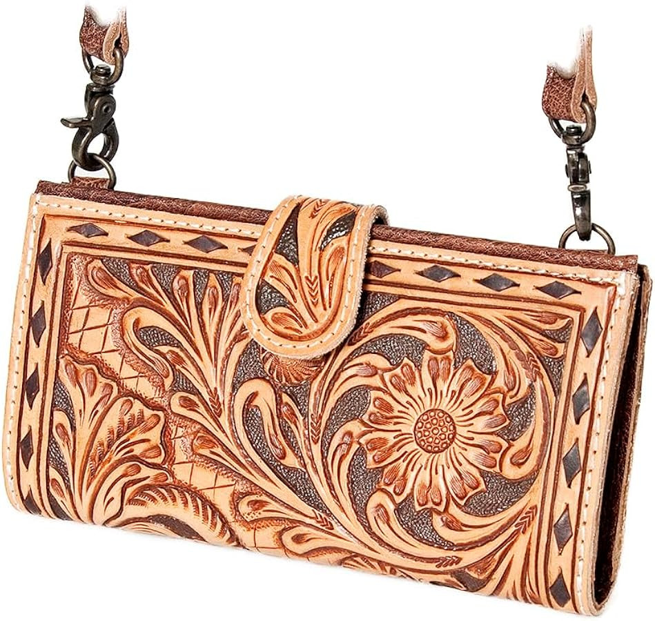 American Darling Floral Tooled Crossbody Clutch Tan | Amazon (US)