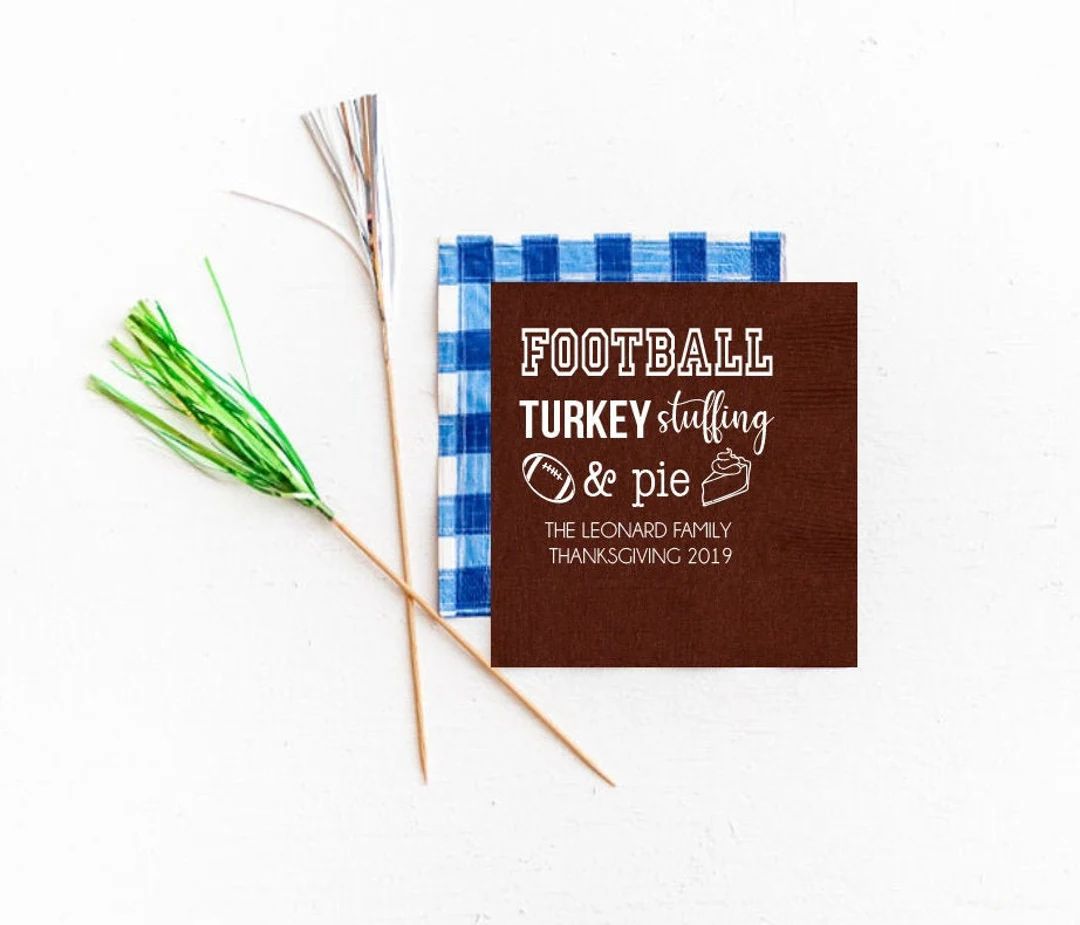 Thanksgiving Napkins, Tailgating Napkins, Thanksgiving Football Napkins, Football Turkey Stuffing... | Etsy (US)