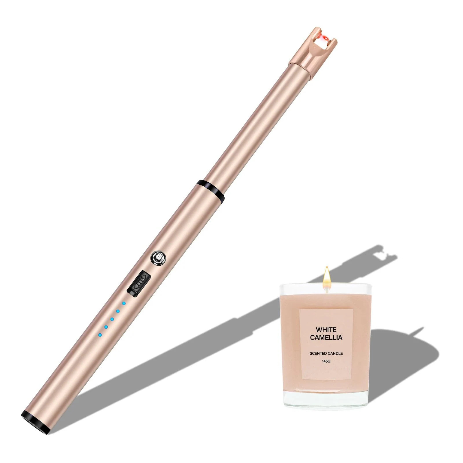 Misopily Electric Candle Lighter Windproof USB Flameless Long Neck Lighter for Candles Gas Stove Fireplace BBQ Kitchen Grills Rose Gold Safe | Lowe's