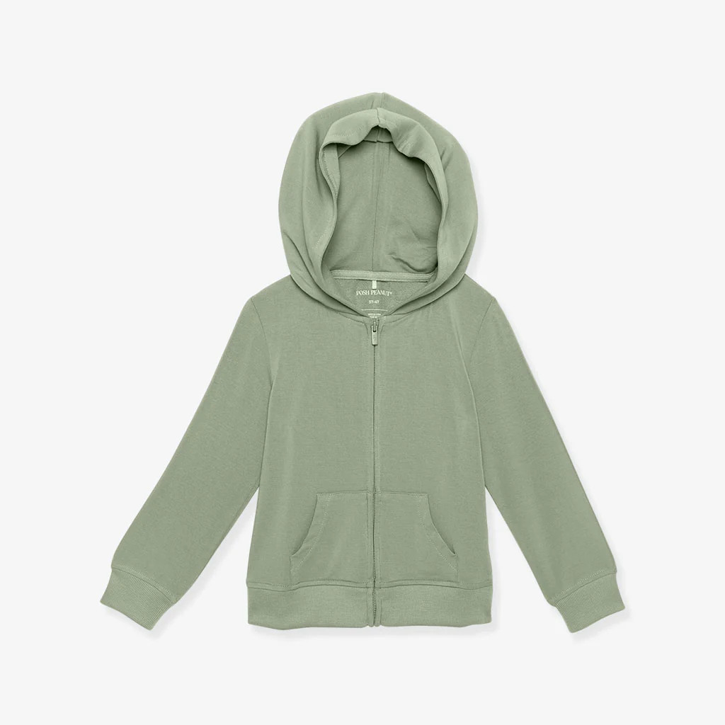 Solid Green Toddler Hooded Jacket | Soft Jade | Posh Peanut