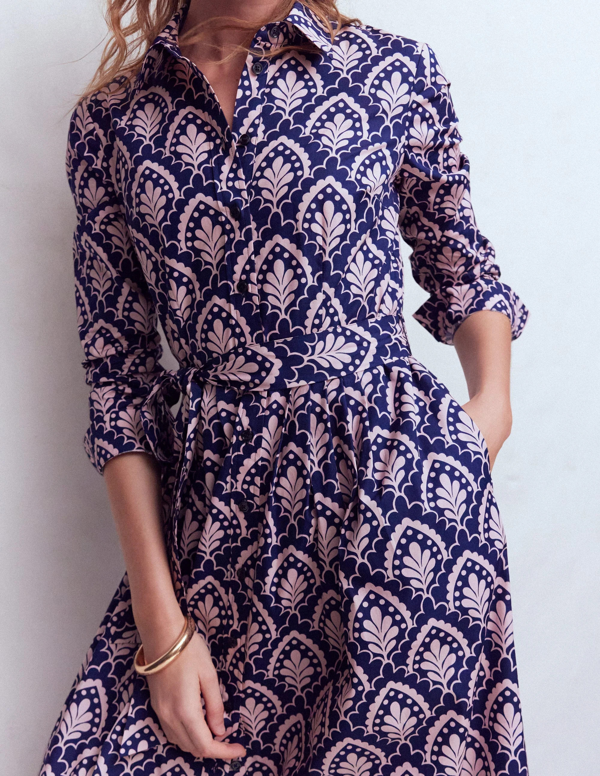 Alexa Cotton Midi Shirt Dress-Blood Orange | Boden UK