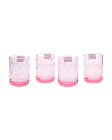 Set Of 4 Molded Hearts Double Old-fashioned Glasses | Acrylic | Marshalls