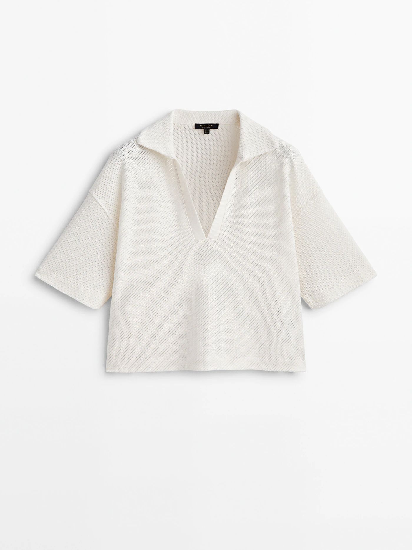 Textured cotton blend polo shirt | Massimo Dutti (US)
