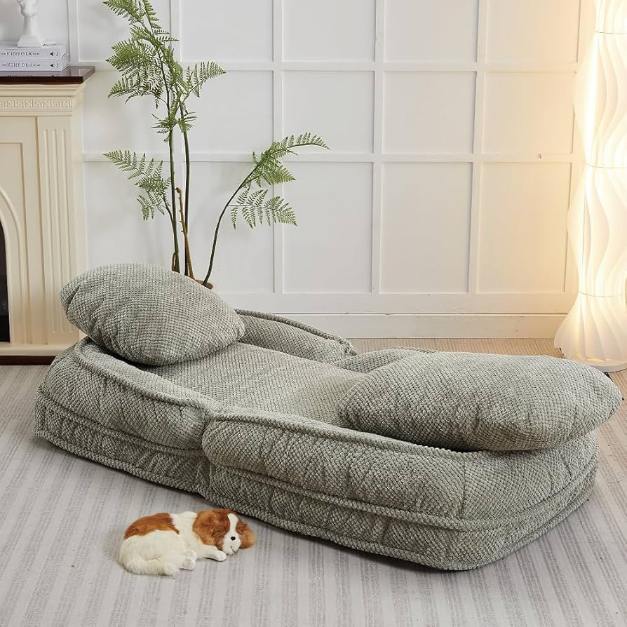 Human Dog Bed with Comfy Cushion, Bean Bag Lounge Chair, Foldable Lazy Sofa Bed Couch with 5 Adju... | Amazon (US)