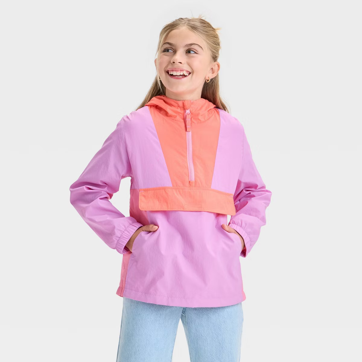 Girls' Colorblocked Windbreaker Jacket - Cat & Jack™ Pink | Target
