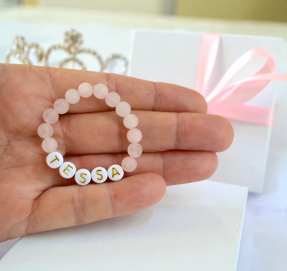 Pink Quartz Baby Bracelet Personalized Infant Bracelet Baby | Etsy | Etsy (US)