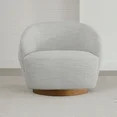Swivel Accent Chair with Wood Base, Round Barrel Arm Chair Living Room Bedroom, Fabric in Ivory W... | Walmart (US)