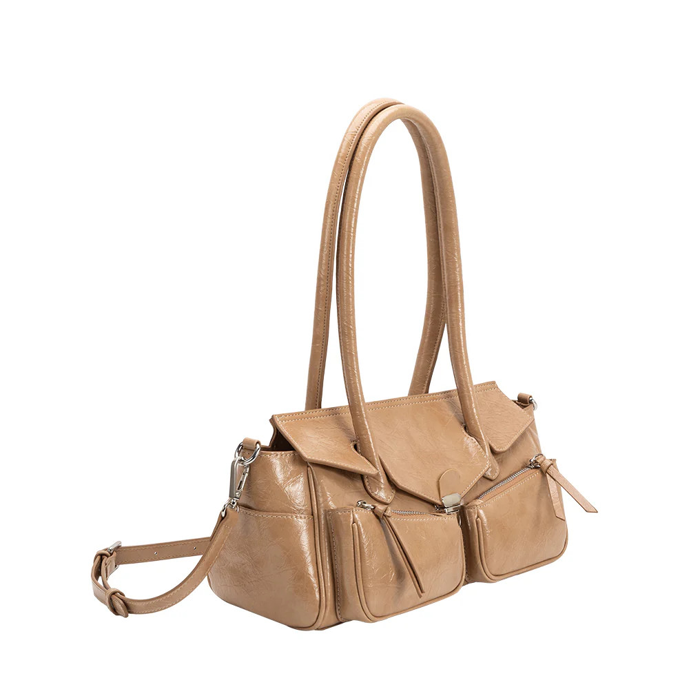 Tan Ruthie Recycled Vegan Leather Shoulder Bag | Melie Bianco | Melie Bianco