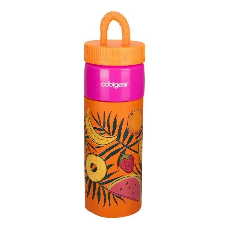 Cool Gear 24oz Plastic Retro Squishy Water Bottle, Fruits Orange with Foam Grip and Resealable St... | Walmart (US)