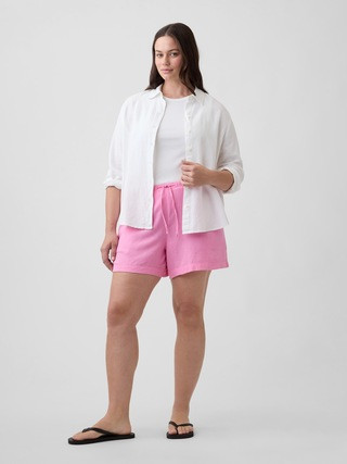 4" High Rise Pull-On Linen-Blend Shorts | Gap Factory