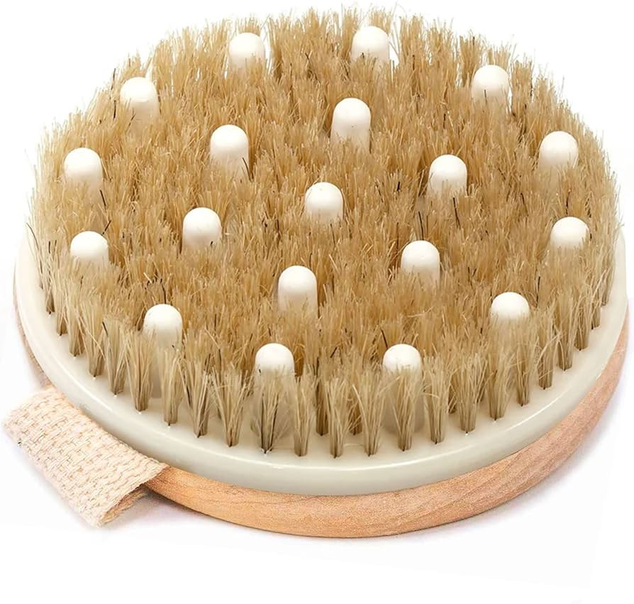 Dry Brushing Body Brush for Lymphatic Drainage & Cellulite - Round Dry Brush for Body Natural Bri... | Amazon (US)