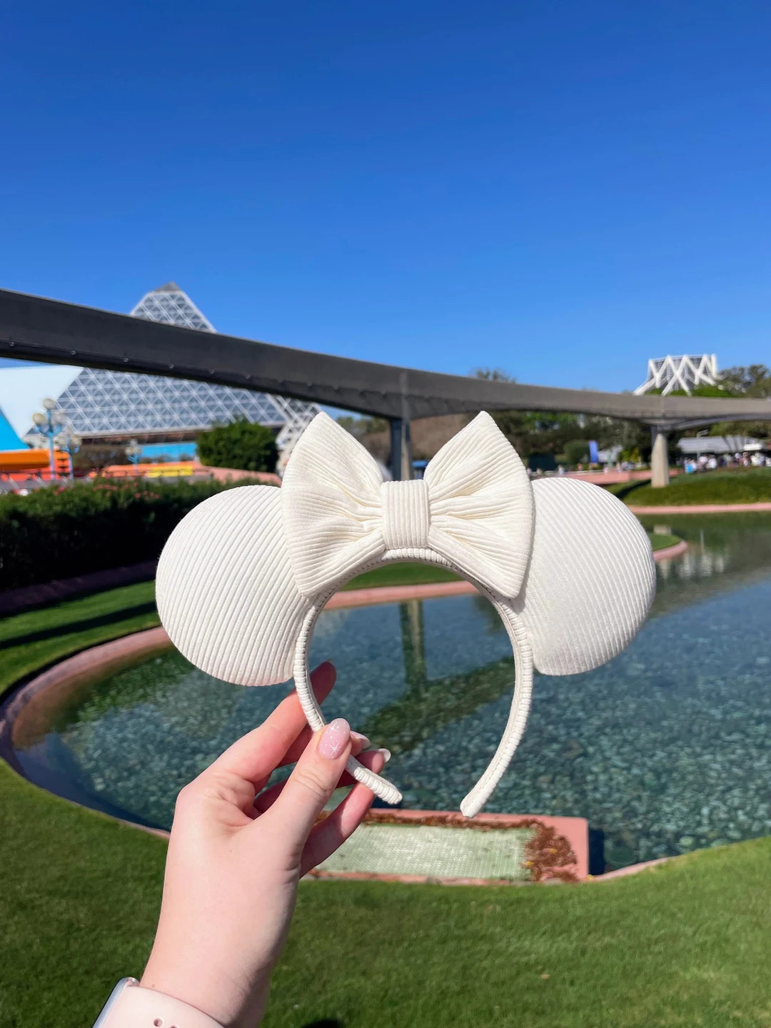 White Ribbed Knit Mouse Ears - W/ Comfortable Headband Option for Headaches and Migraines | Etsy (US)