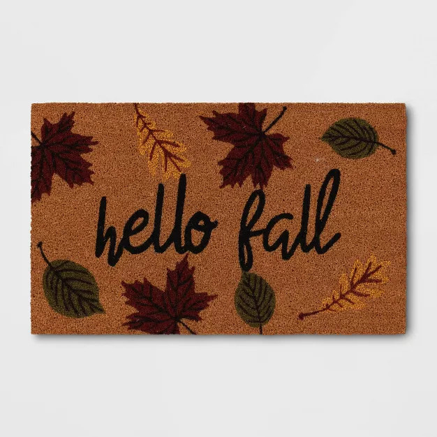 1'6"x2'6" 'Hello' Fall Leaves Doormat Natural - Threshold™ | Target