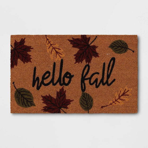 1'6"x2'6" 'Hello' Fall Leaves Doormat Natural - Threshold™ | Target