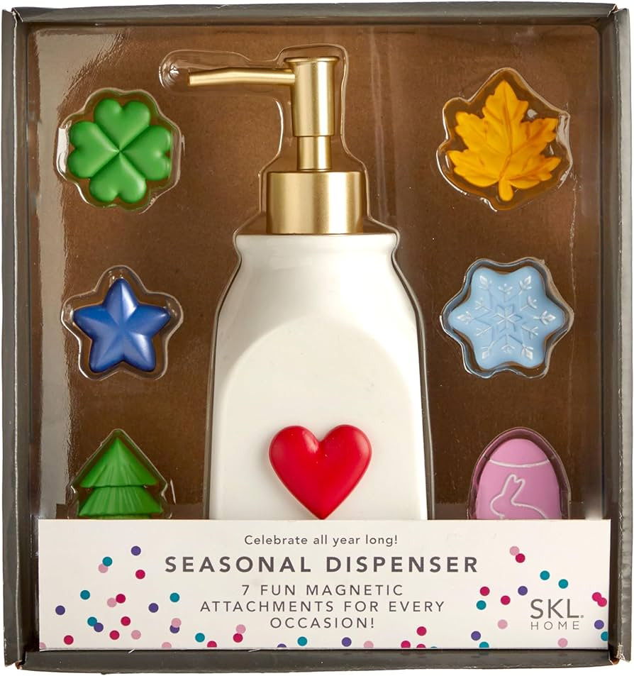 SKL Home Seasonal Soap/Lotion Dispenser Gift Set with 7 Interchangeable Magnetic Holiday Attachme... | Amazon (US)