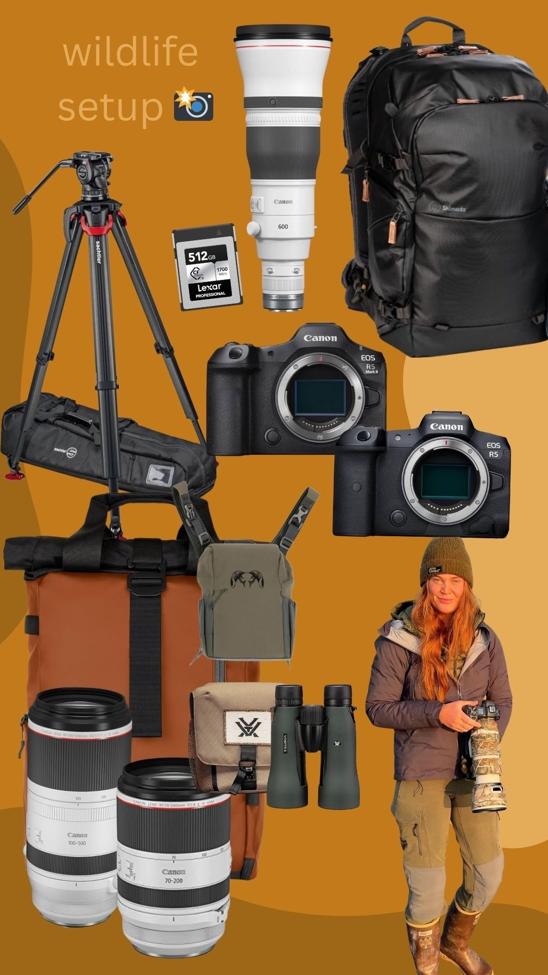 Answering my most asked question about my wildlife photography gear. I bring two camera bodies (both canon mirrorless) and multiple lenses. 