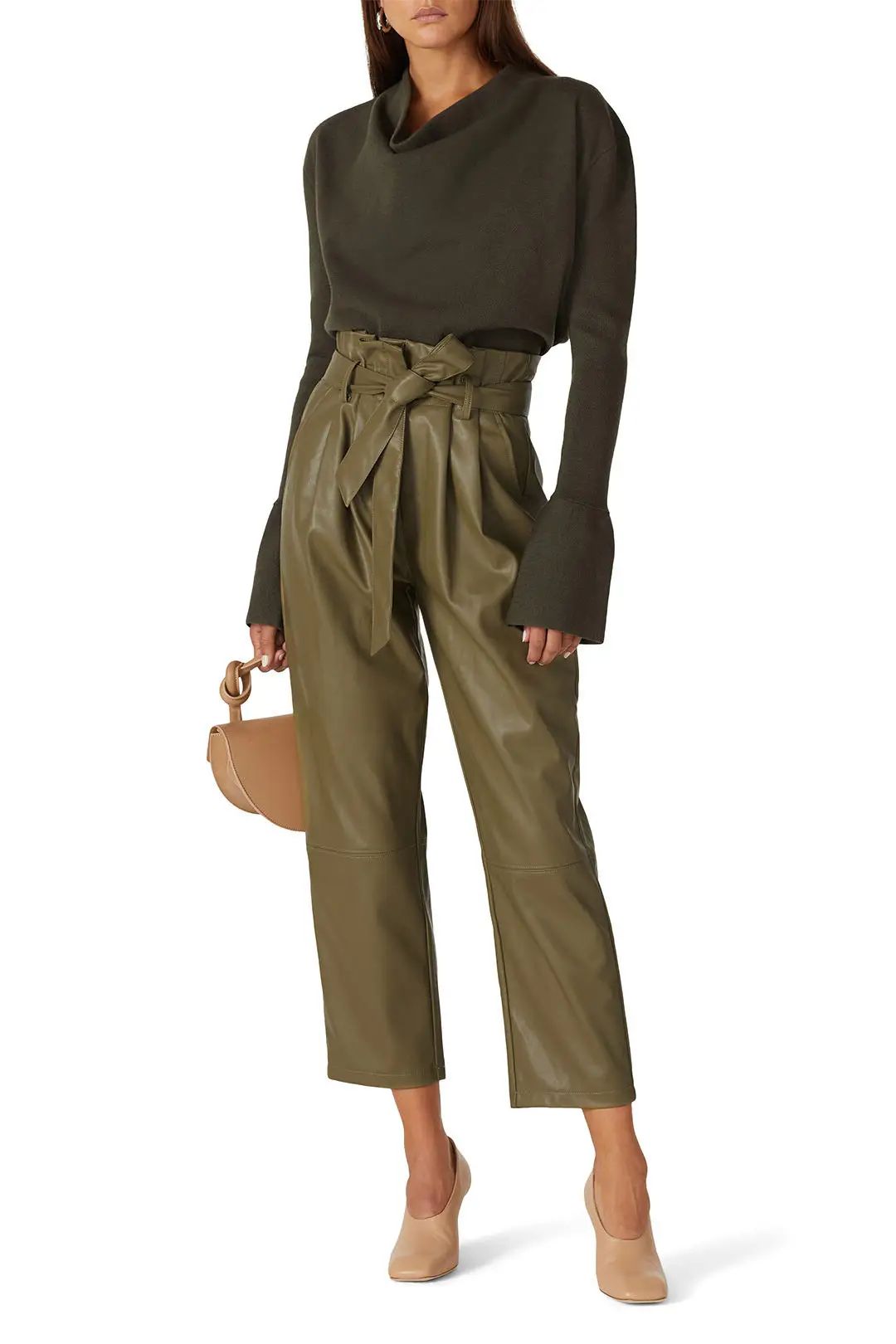 Love, Whit by Whitney Port Olive Faux Leather Pants | Rent The Runway