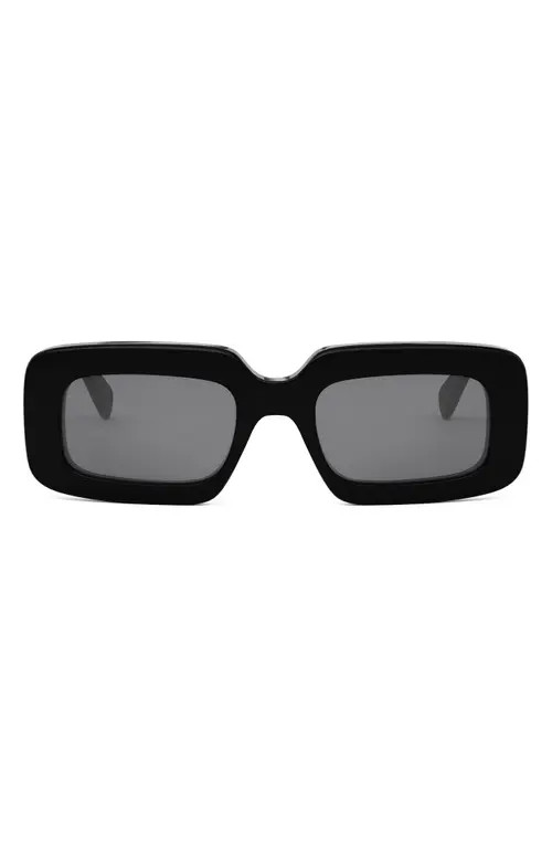 CELINE Triomphe 53mm Rectangular Sunglasses in Shiny Black /Smoke at Nordstrom | Nordstrom