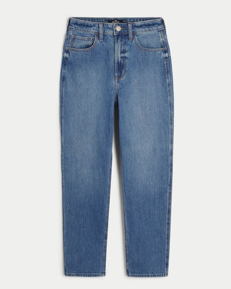 Ultra High-Rise Bright Medium Wash Mom Jeans | Hollister (US)