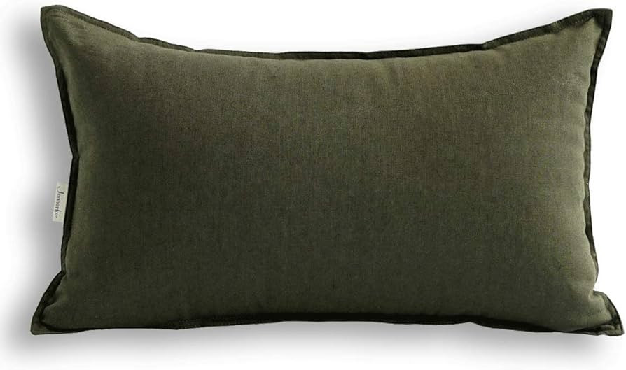 Jeanerlor Funda decorativa cuadrada de cojín de lino y algodón con doble puntada en el borde, p... | Amazon (US)
