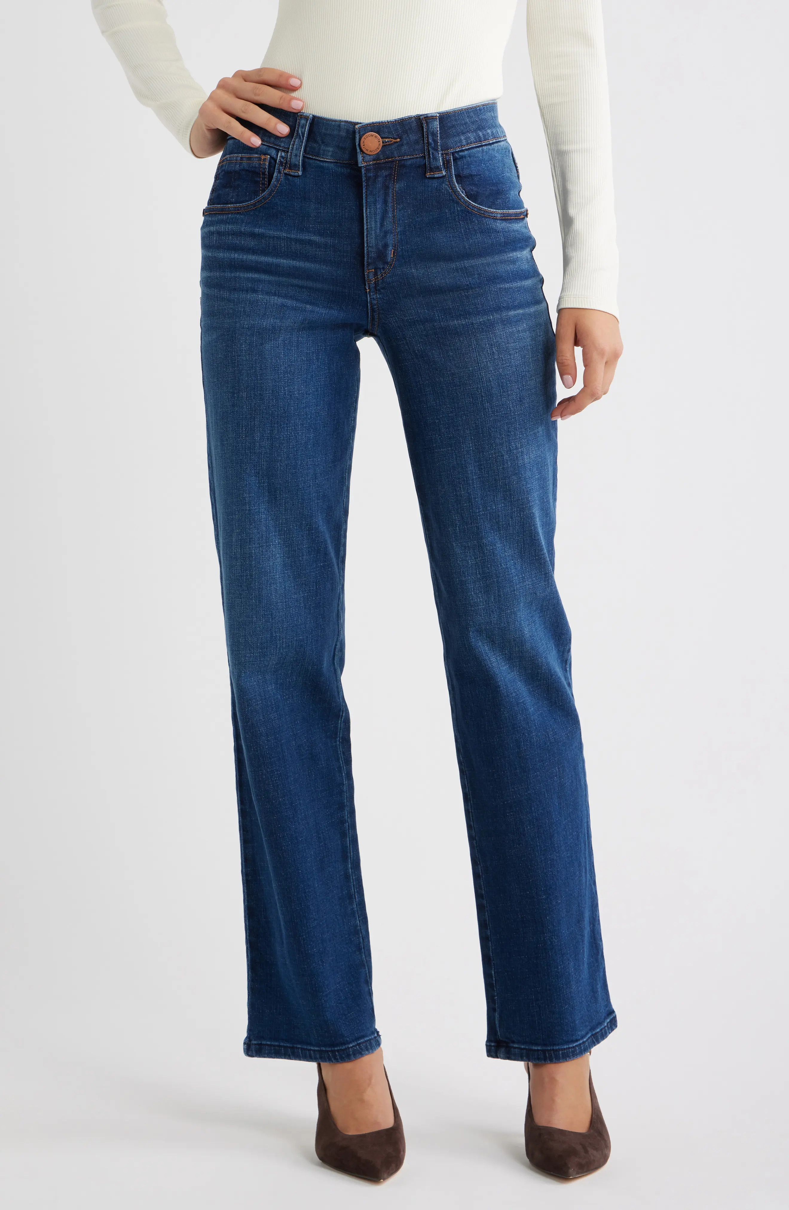 Wit & Wisdom Sawyer Straight Leg Jeans in Blue at Nordstrom, Size 6 | Nordstrom