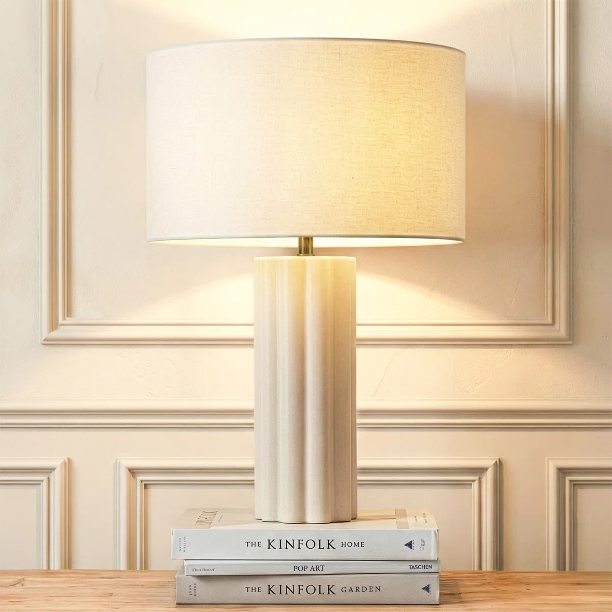 Becca 2 Ft. Modern And Geometric Tall Pillar LED Bedside, Table, Desk Lamp With Cream Fabric Shad... | Wayfair North America