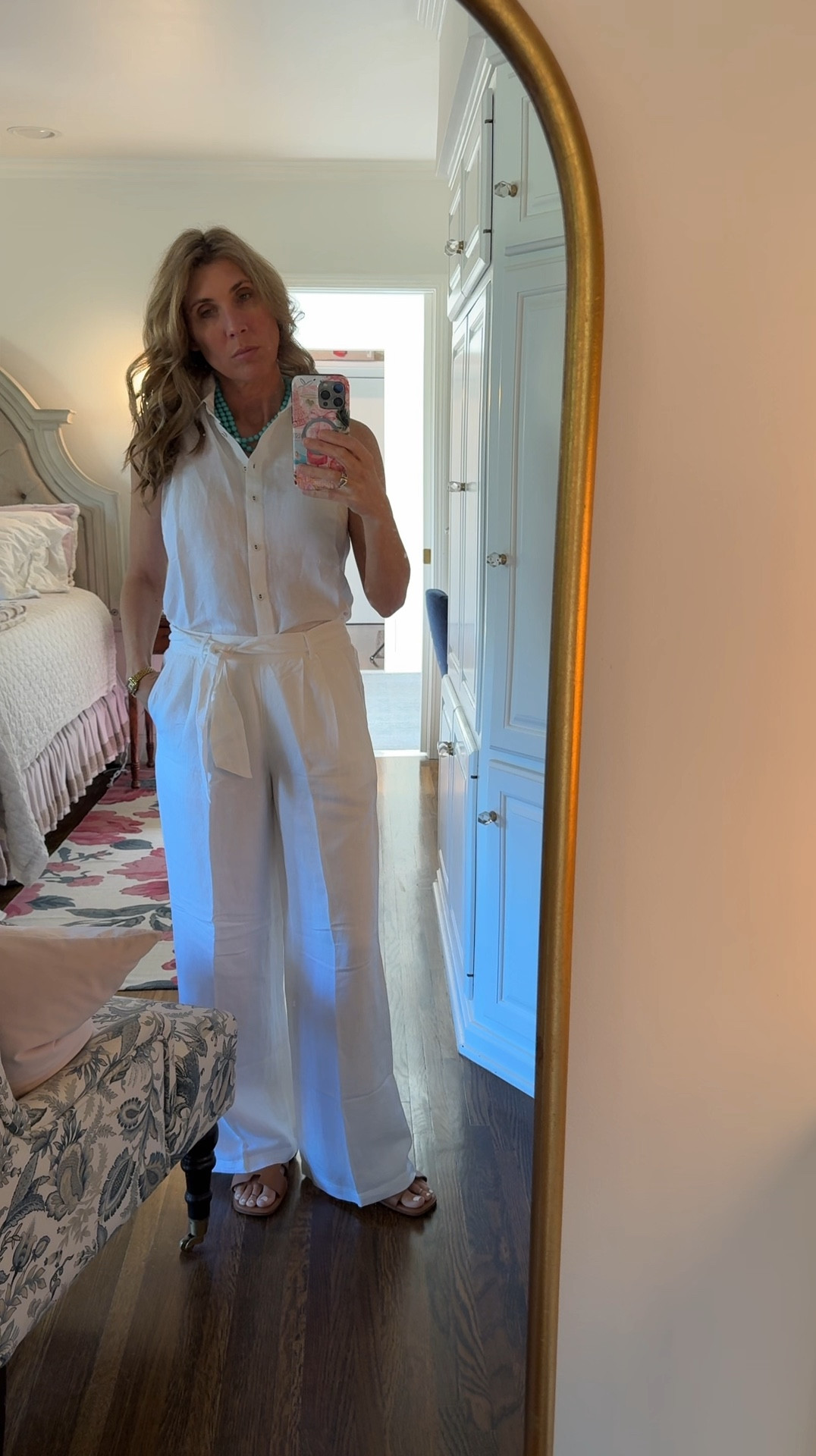 I loved the blue pants so much, I bought them in white too, and got the matching shirt. Husband said I looked like I was going to a party in the Hamptons, which I took as a compliment.

Wearing an XS in both  

#LTKootd