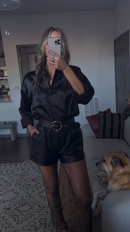 Date night outfit, leather shorts, black outfit, night out outfit

#LTKstyletip #LTKunder100 #LTKunder50