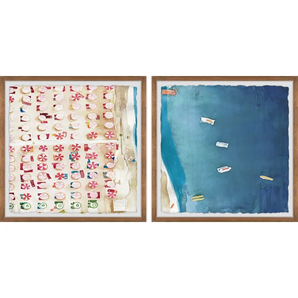 Mercado Packed Beach III Framed On Paper 2 Pieces by Marmont Hill Painting | Wayfair North America
