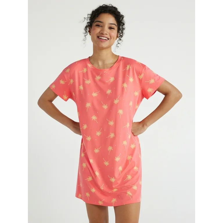 Joyspun Women's Short Sleeve Sleep Shirt with Pockets, Sizes S/M to 2X/3X | Walmart (US)