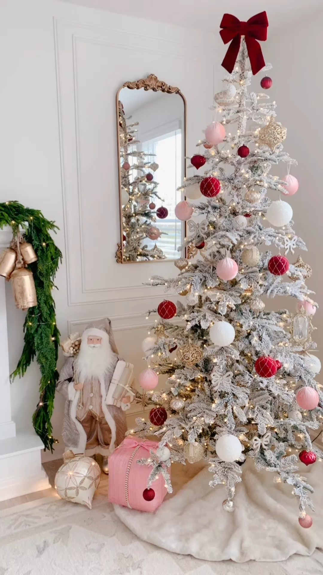 Looking forward to this view again soon!

Christmas tree
Red bow
Garland 
Christmas decorations 

#LTKHoliday #LTKHome