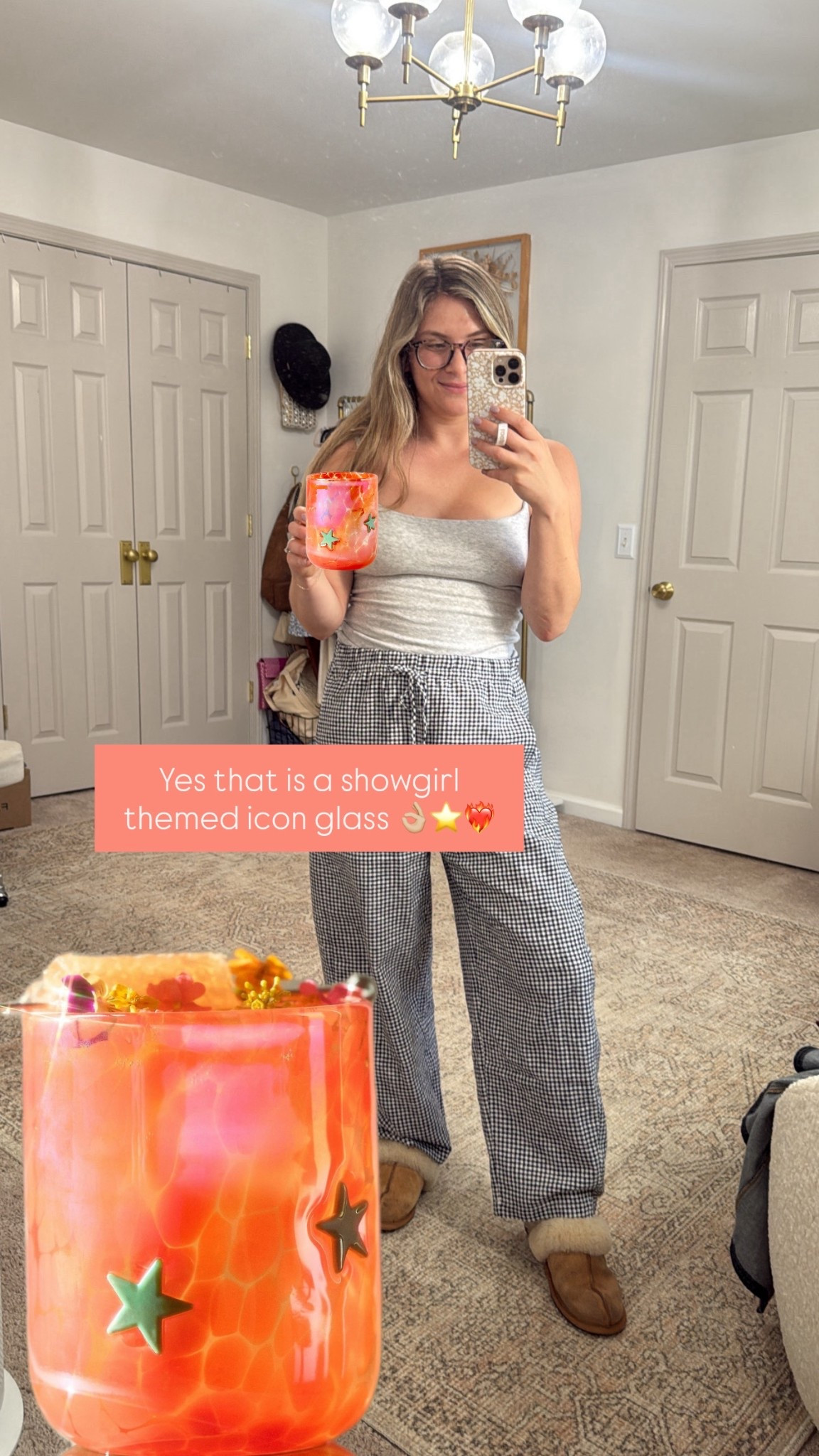 Taylor swift showgirl gift idea - Anthropologie icon glass 
The life of a showgirl theme outfit idea present idea holiday gift idea 

Abercrombie gingham pants barrel 
Abercrombie camo no bra 
90s style 


#LTKSeasonal #LTKFindsUnder50 #LTKStyleTip