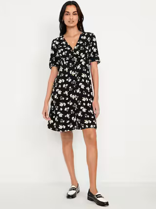 Button-Down Crepe Mini Dress | Old Navy (US)