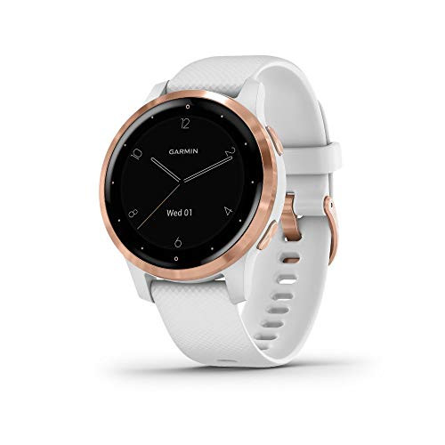 Garmin vivoactive 4S, Smaller-Sized GPS Smartwatch, Features Music, Body Energy Monitoring, Animated Workouts, Pulse Ox Sensors, Rose Gold with White Band | Amazon (US)