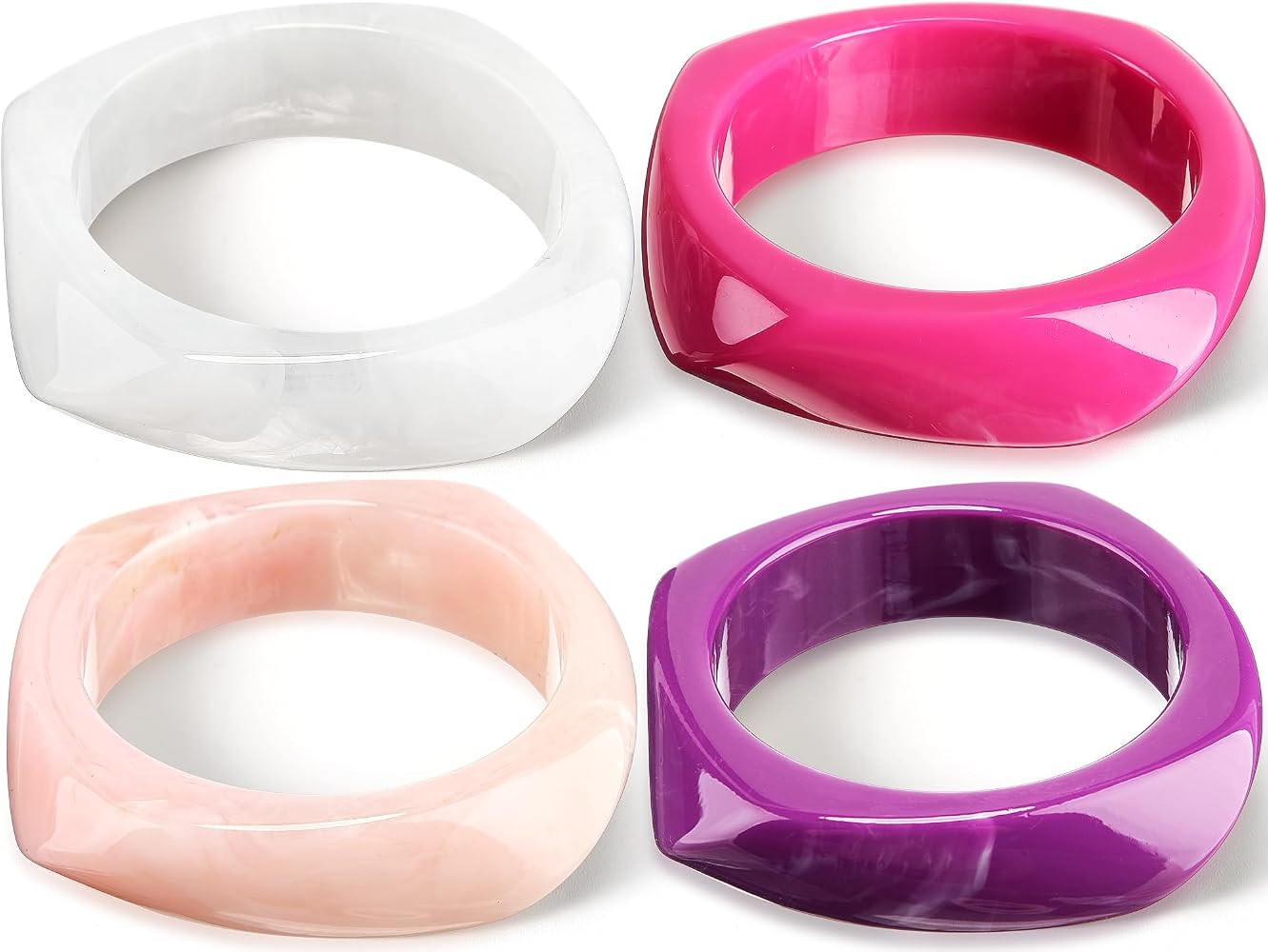 Colorful Square Acrylic Resin Bangle Bracelet Wide Geometric Irregular Wristbands Women | Amazon (US)