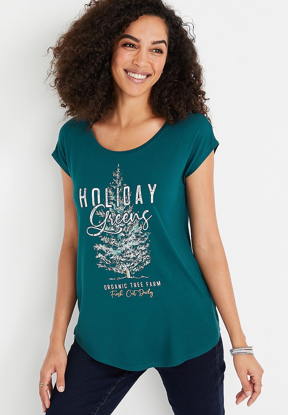 Holiday Greens Teal Graphic Tee | Maurices