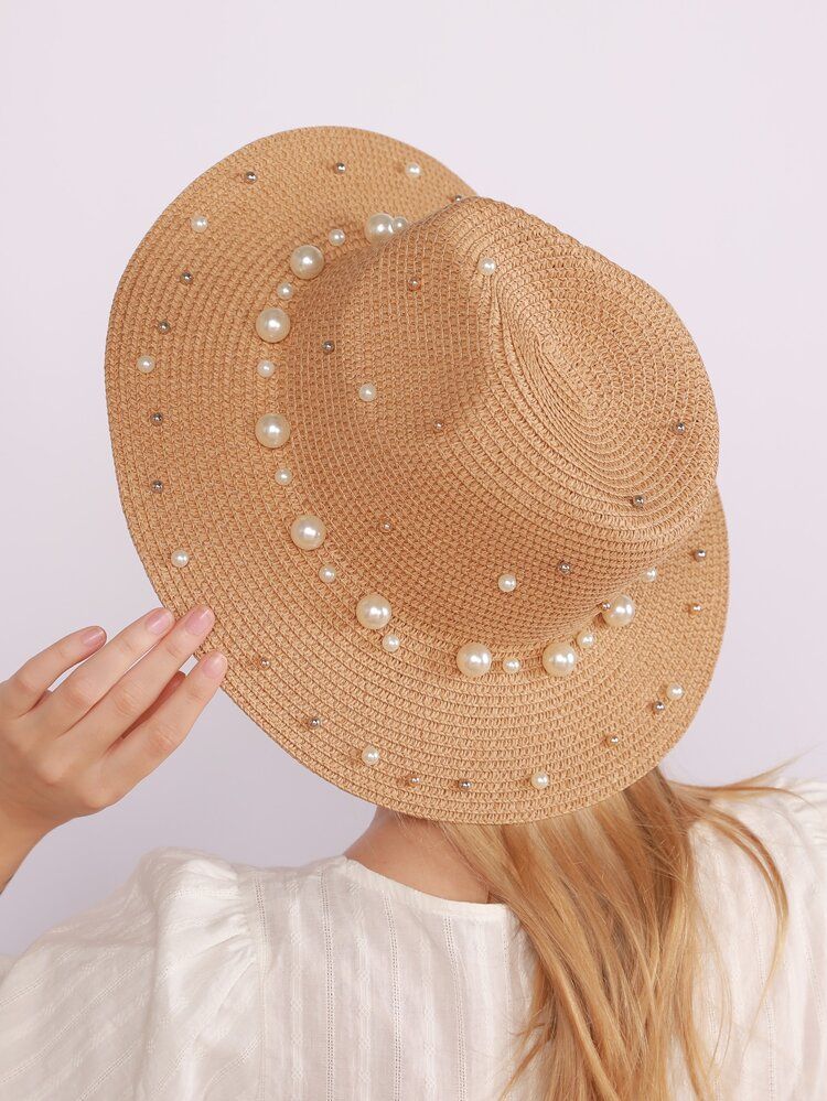 Faux Pearl Decor Straw Hat | SHEIN