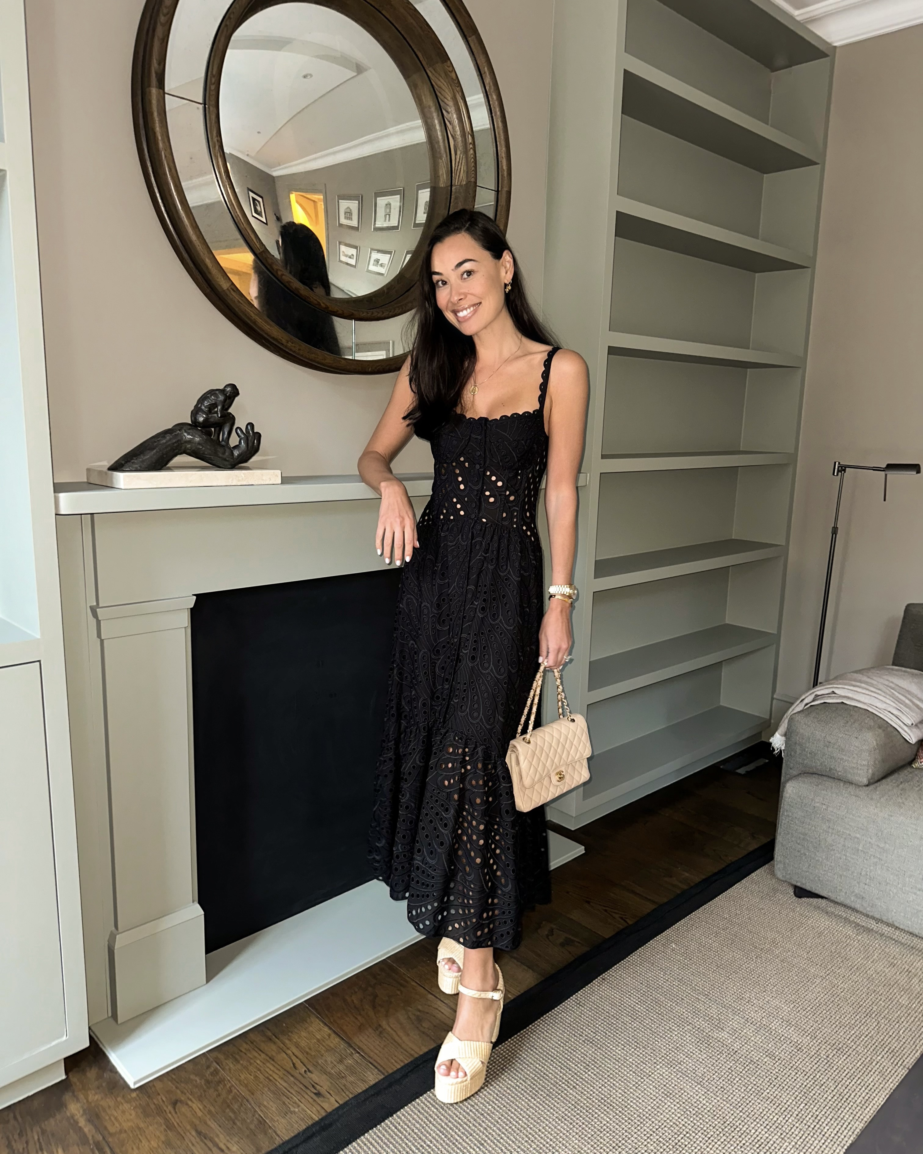 Black eyelet dress. Date night outfit, festive outfit. 

#LTKParties #LTKHoliday #LTKSeasonal