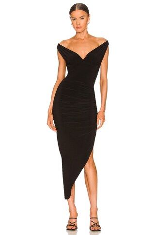 Norma Kamali Tara Side Drape Gown in Black from Revolve.com | Revolve Clothing (Global)