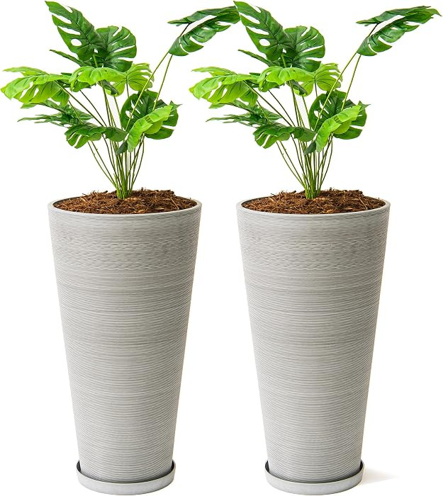 XBrand Modern 28-Inch Tall Round Planter, Modern Tapered Planter Perfect for Indoor & Outdoor Pla... | Amazon (US)