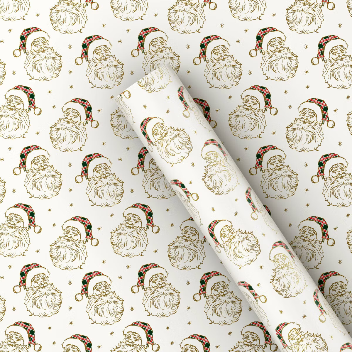 25 sq ft Santa Christmas Gift Wrap Beige - Wondershop™: Printed Pattern, 10' Long | Target