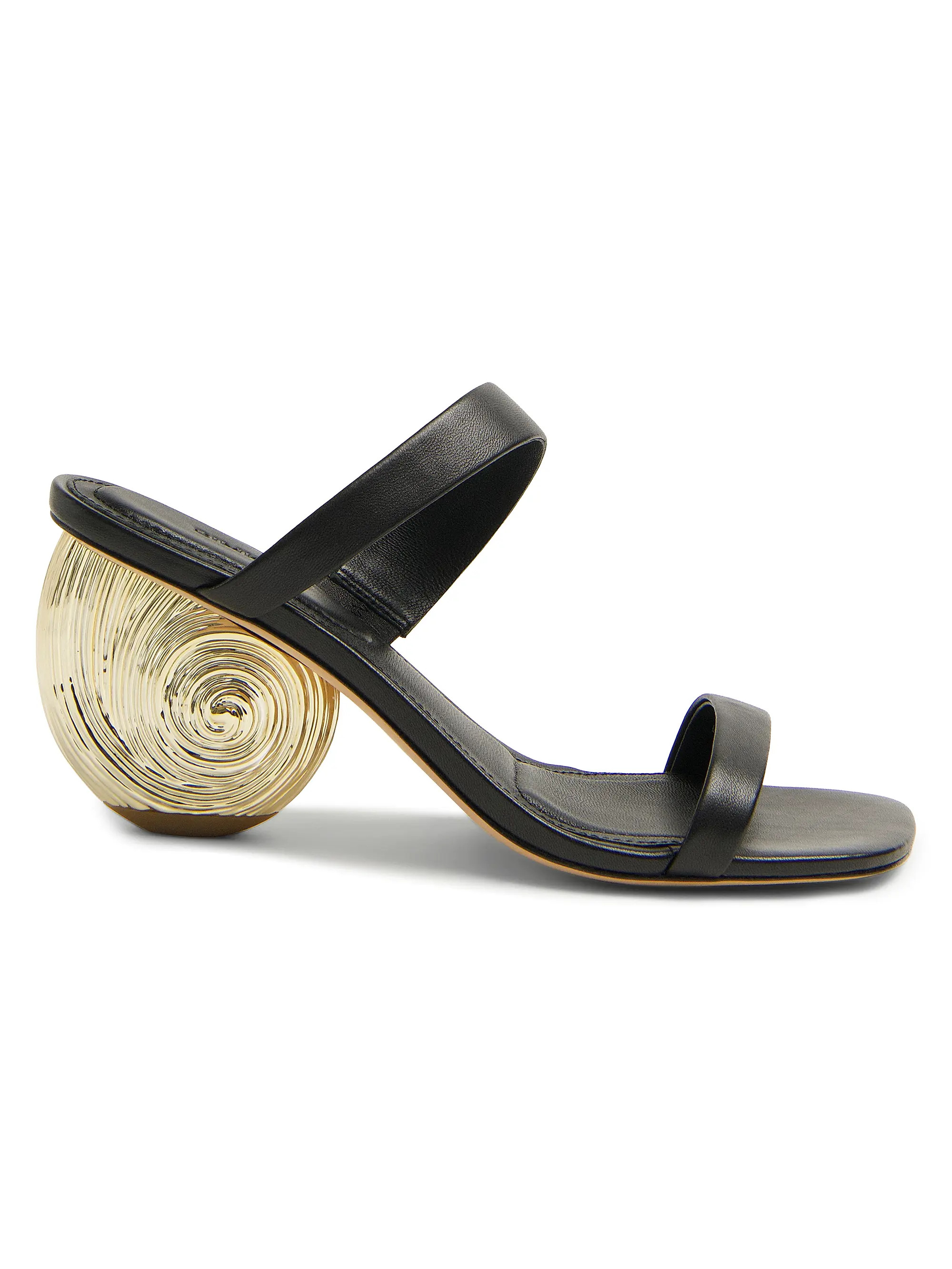 Marion 75MM Seashell-Heel Leather Sandals | Saks Fifth Avenue