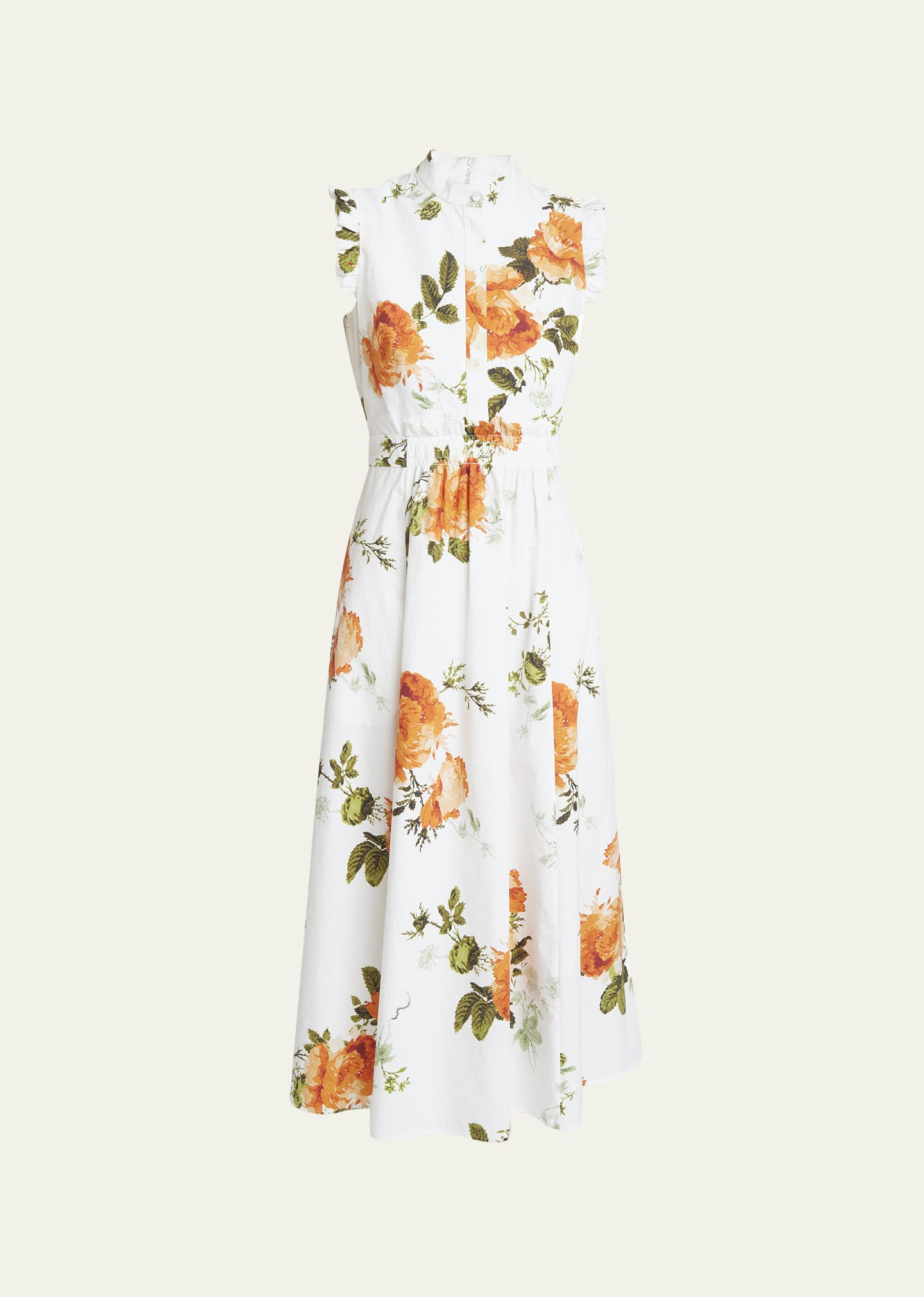 Erdem Floral-Print Ruffle Sleeveless Midi Shirtdress | Bergdorf Goodman